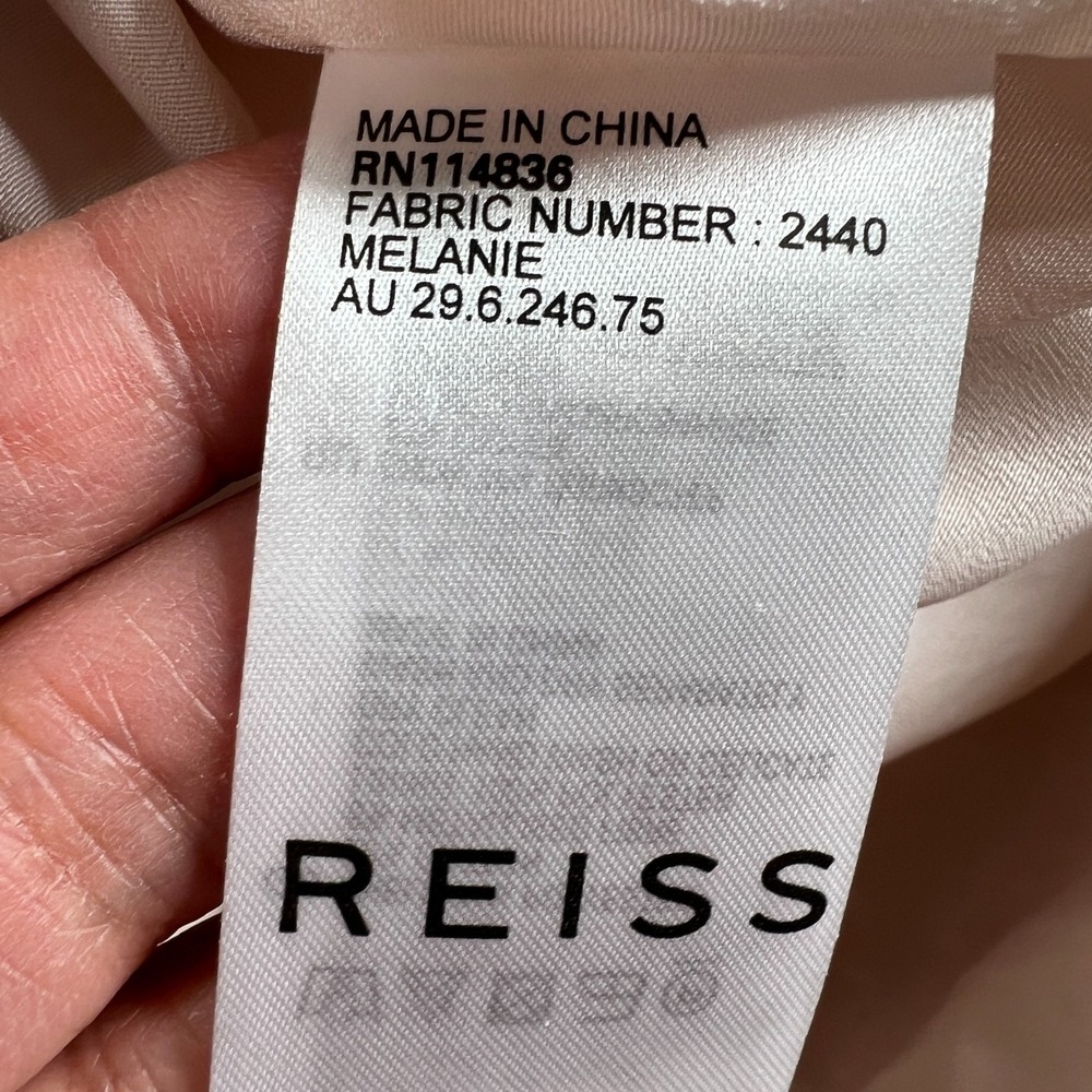 REISS‎ Rose Gold Melanie Jacquard Party Dress Sz 4 Tie Waist Cocktail Wedding - Picture 15 of 16